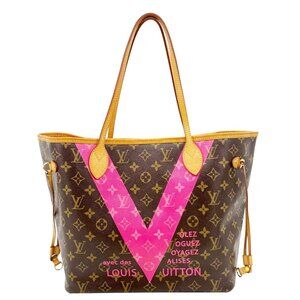 Louis Vuitton  Neverfull MM V Monogram Canvas Tote Bag Brown